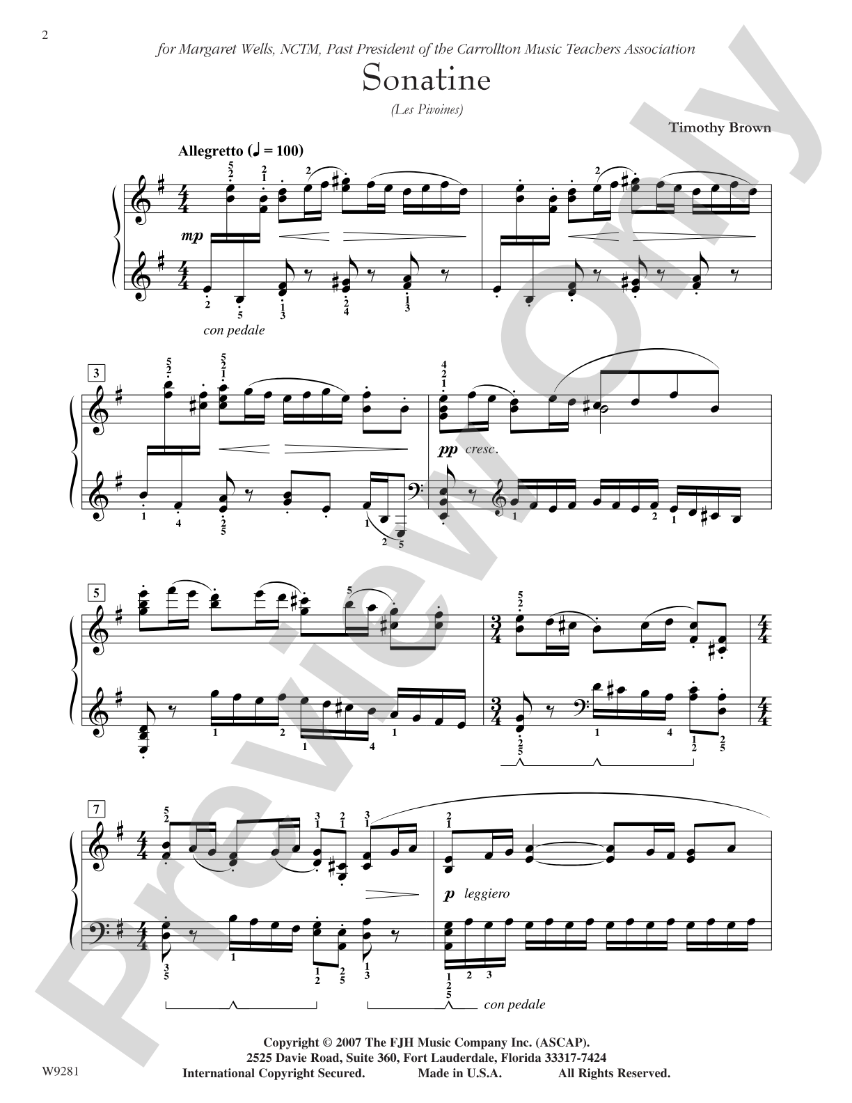 Sonatine (Les Pivoines): Piano