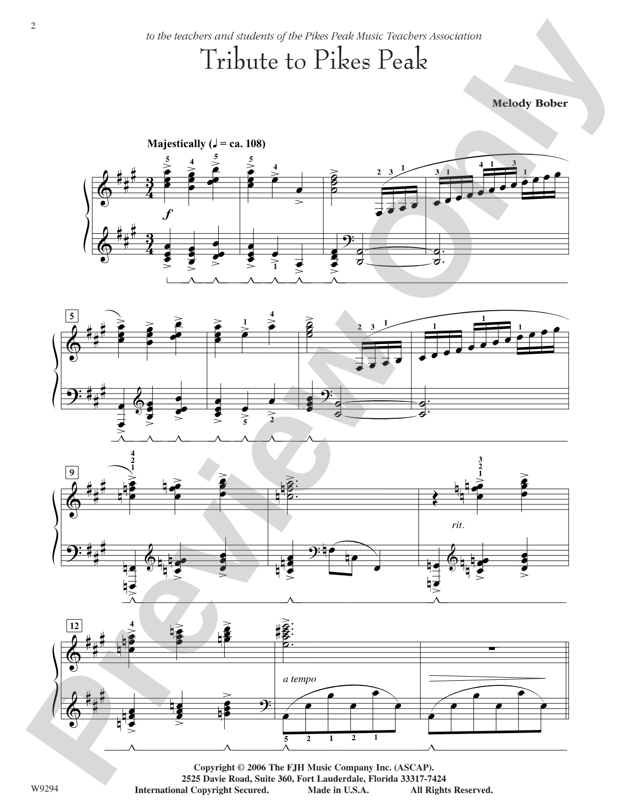 Tribute to Pikes Peak: Piano