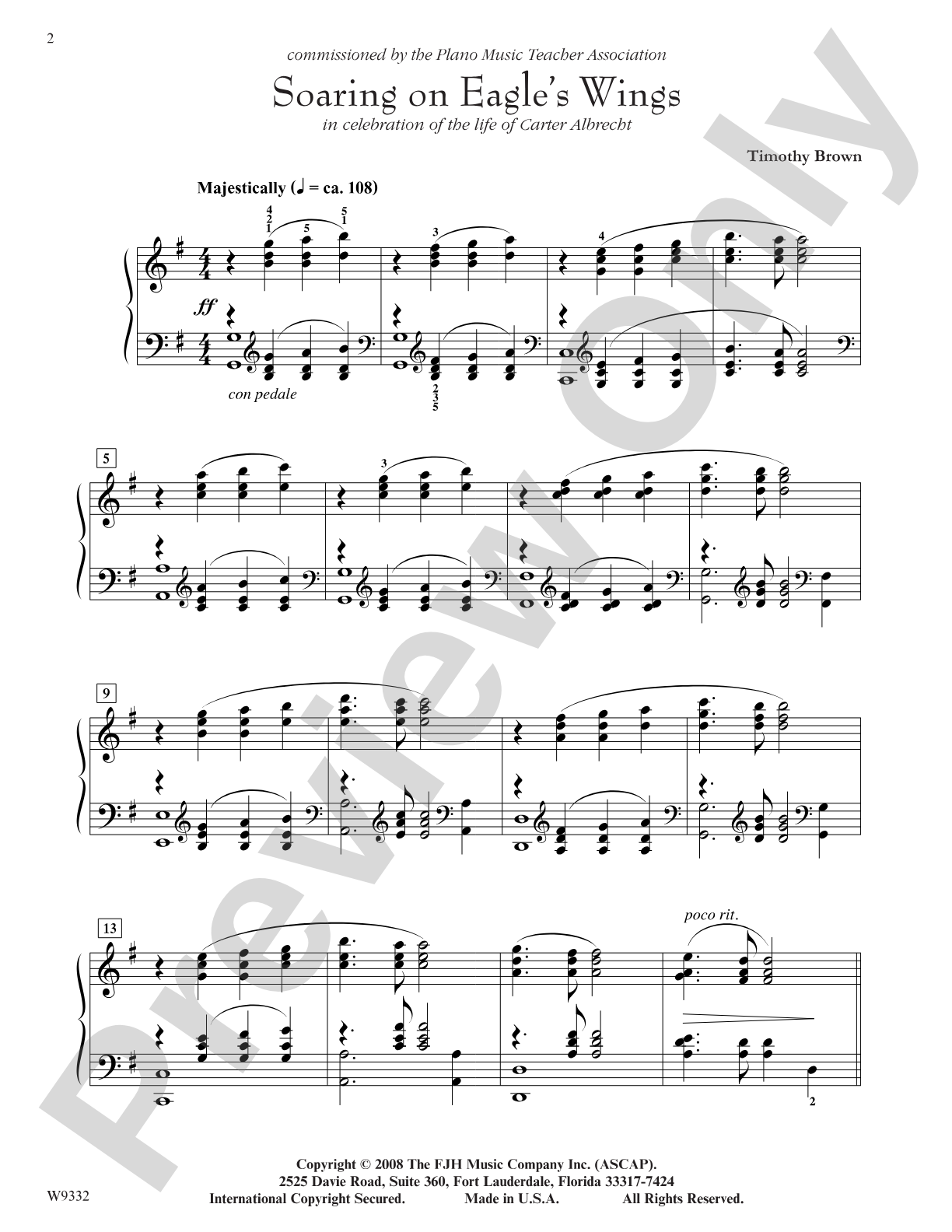 Soaring on Eagle's Wings: Piano