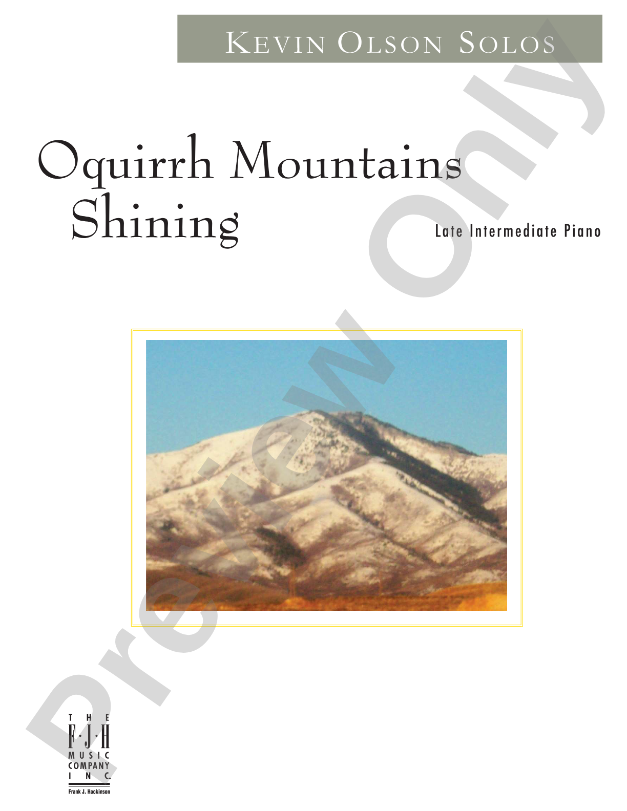 Oquirrh Mountains Shining: Piano