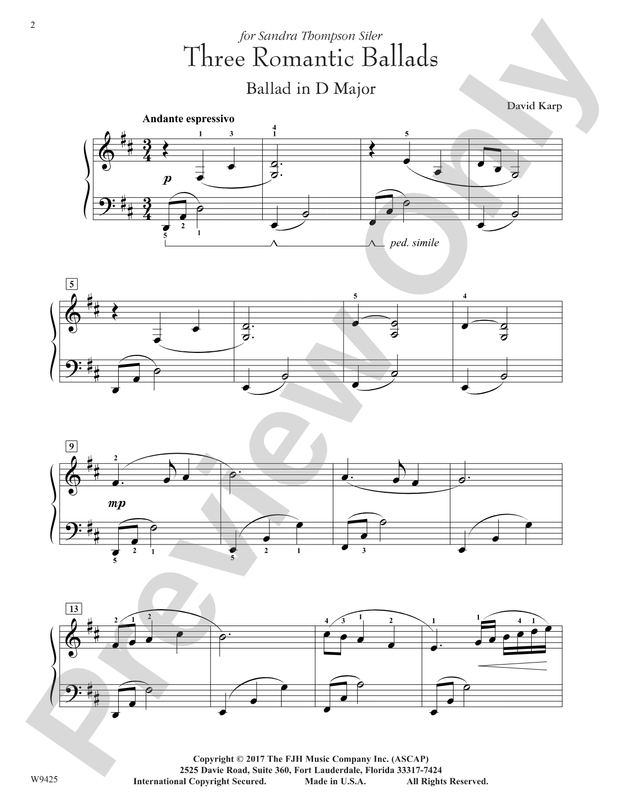 Three Romantic Ballads: Piano
