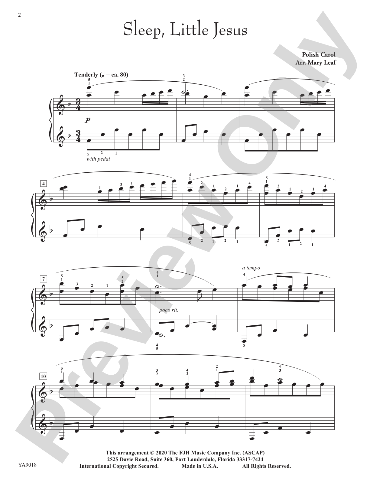 Sleep, Little Jesus: Piano