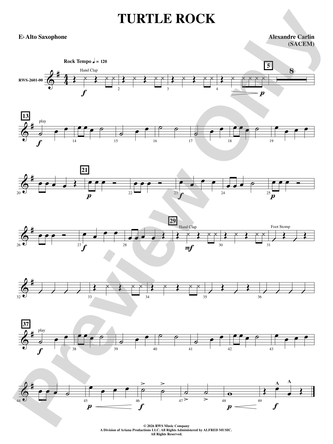 Turtle Rock: E-flat Alto Saxophone