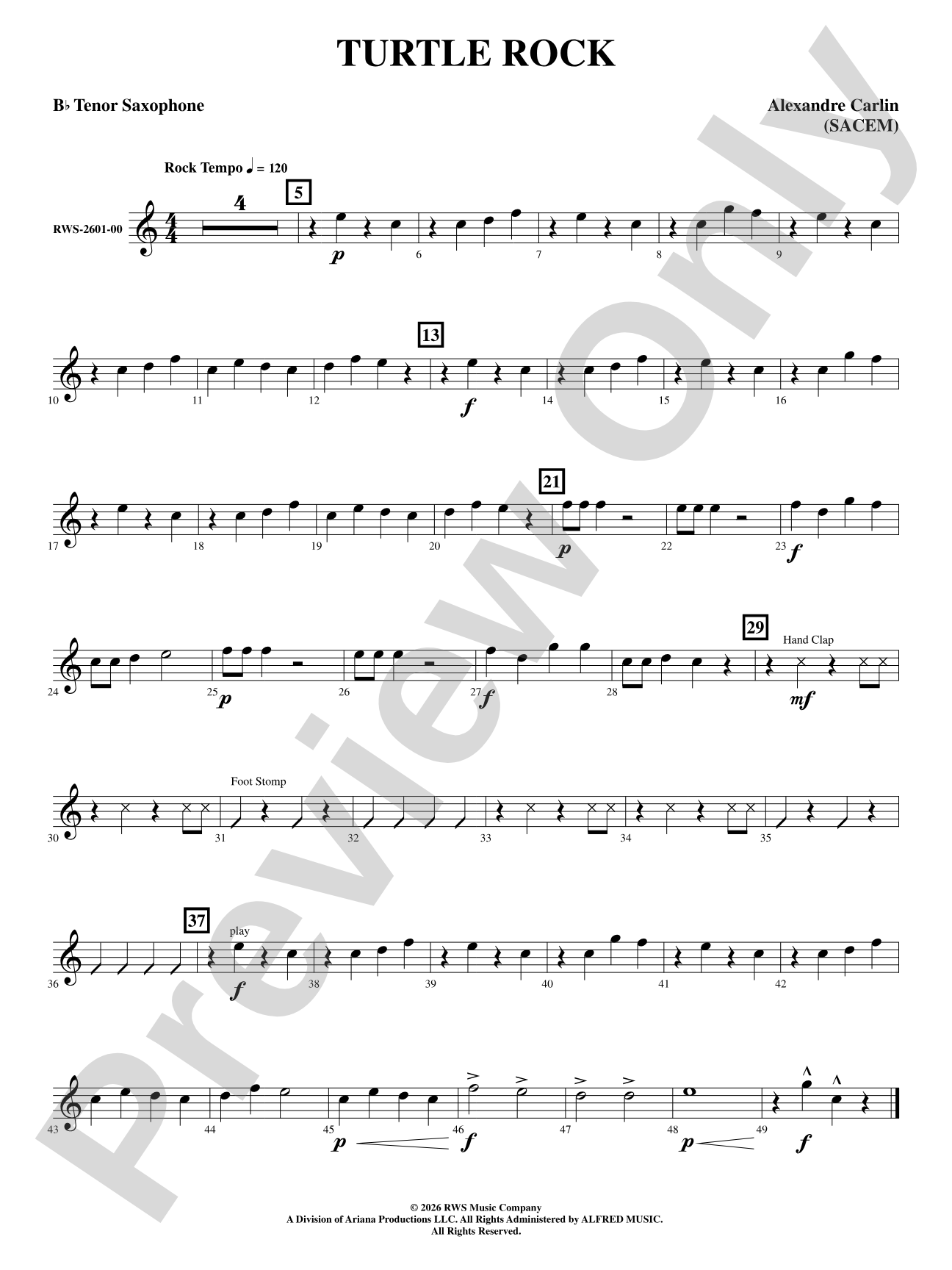 Turtle Rock: B-flat Tenor Saxophone
