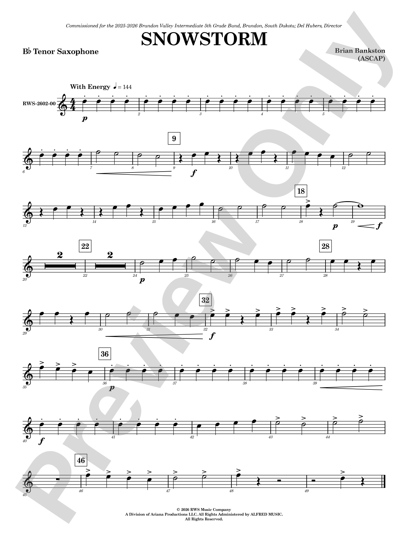 Snowstorm: B-flat Tenor Saxophone
