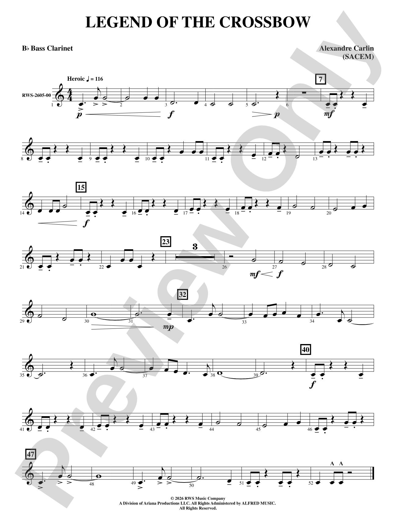 Legend of the Crossbow: B-flat Bass Clarinet
