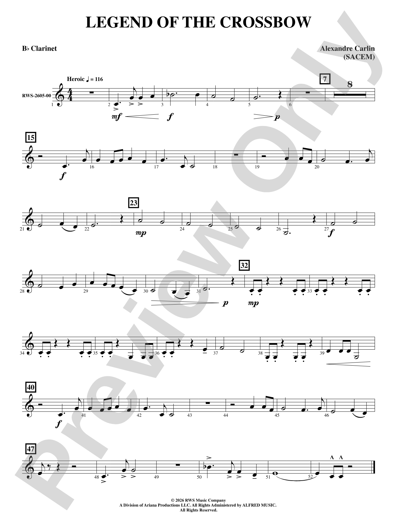 Legend of the Crossbow: 1st B-flat Clarinet