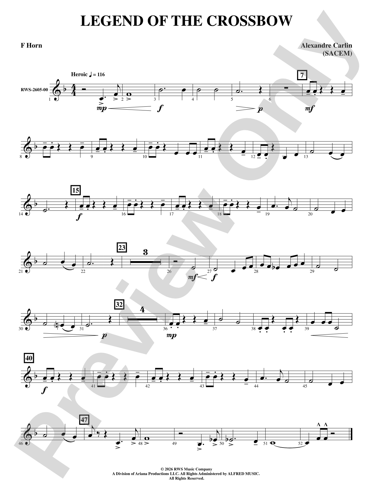Legend of the Crossbow: 1st F Horn