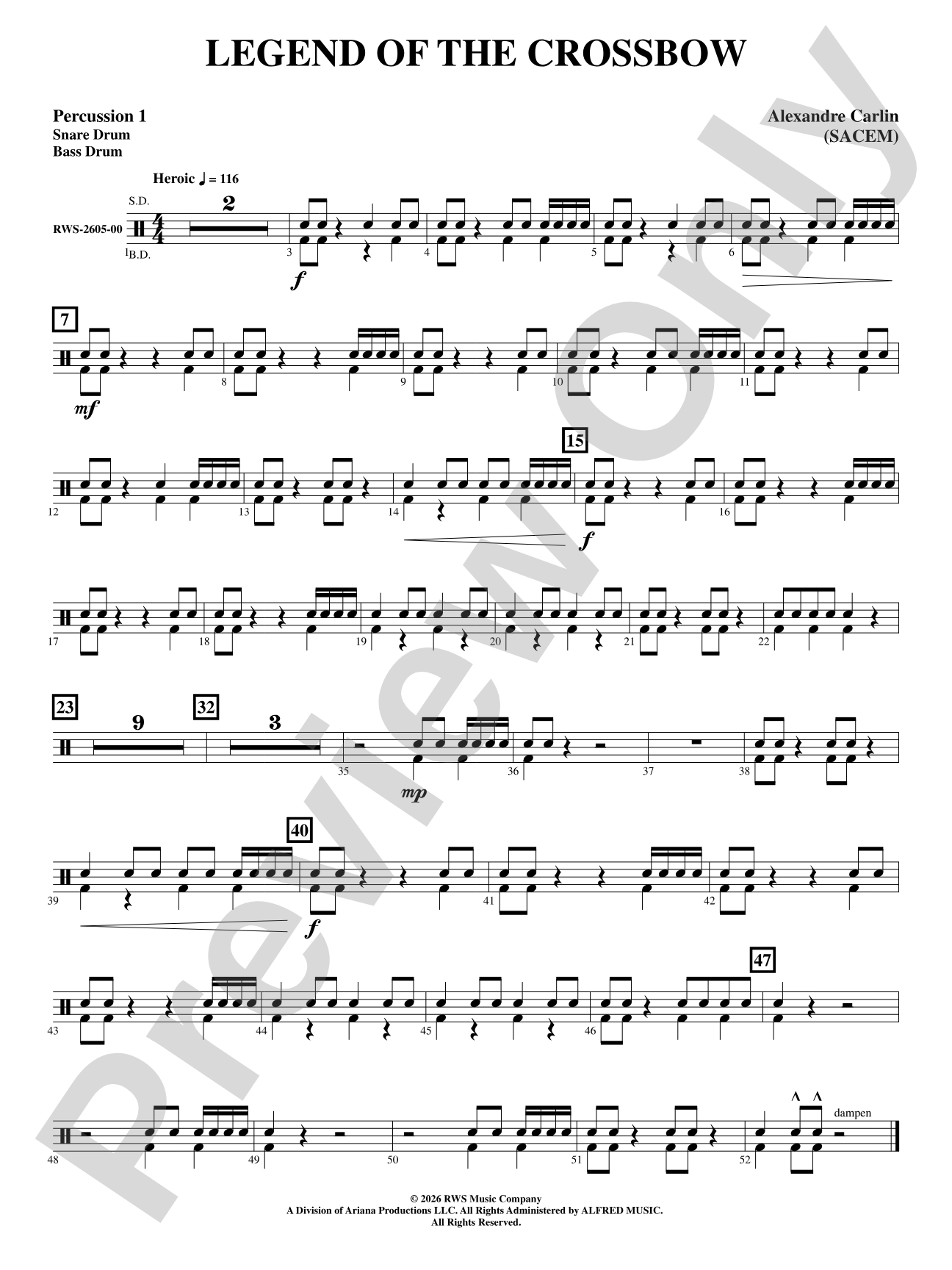 Legend of the Crossbow: 1st Percussion