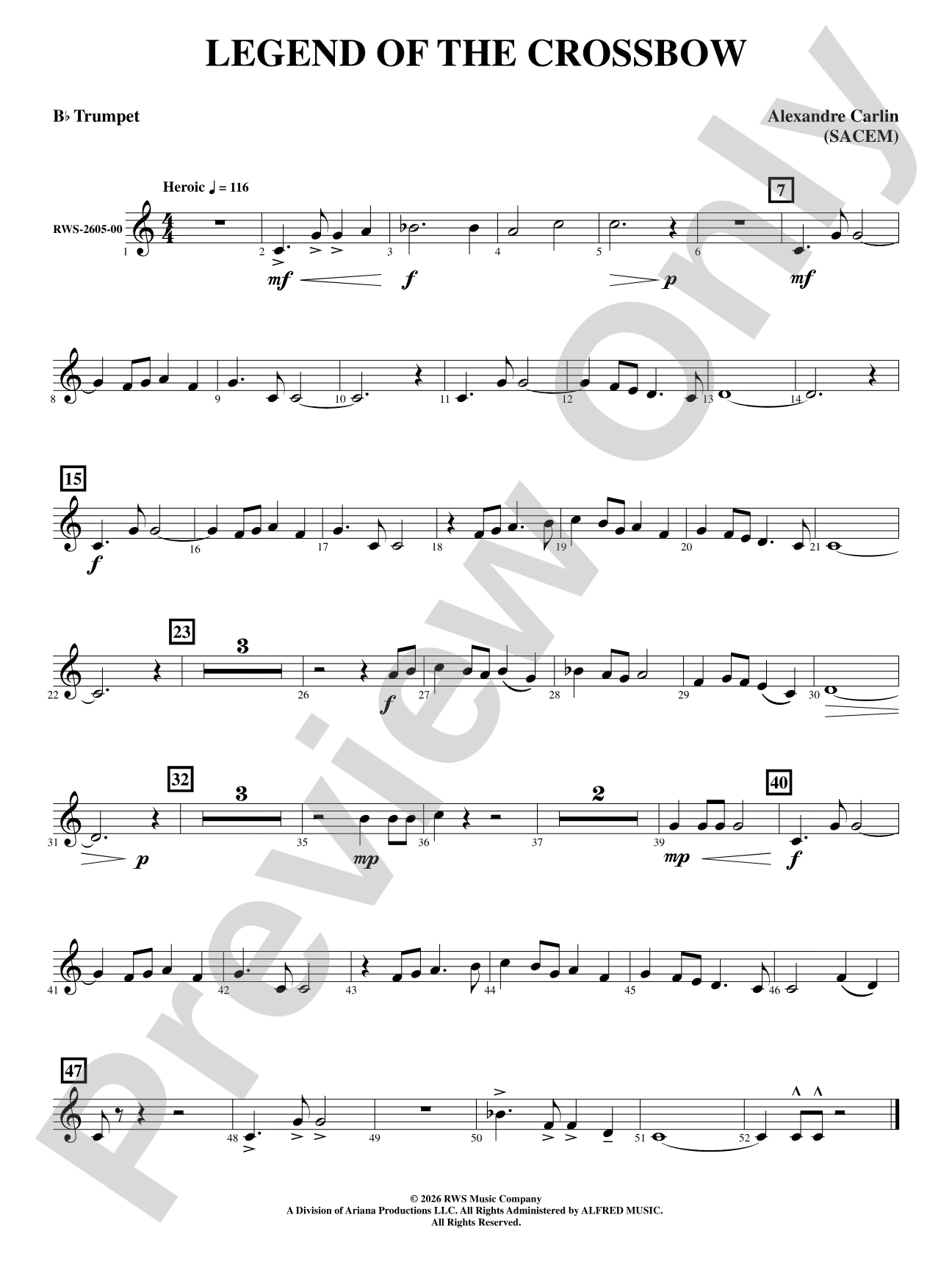 Legend of the Crossbow: 1st B-flat Trumpet