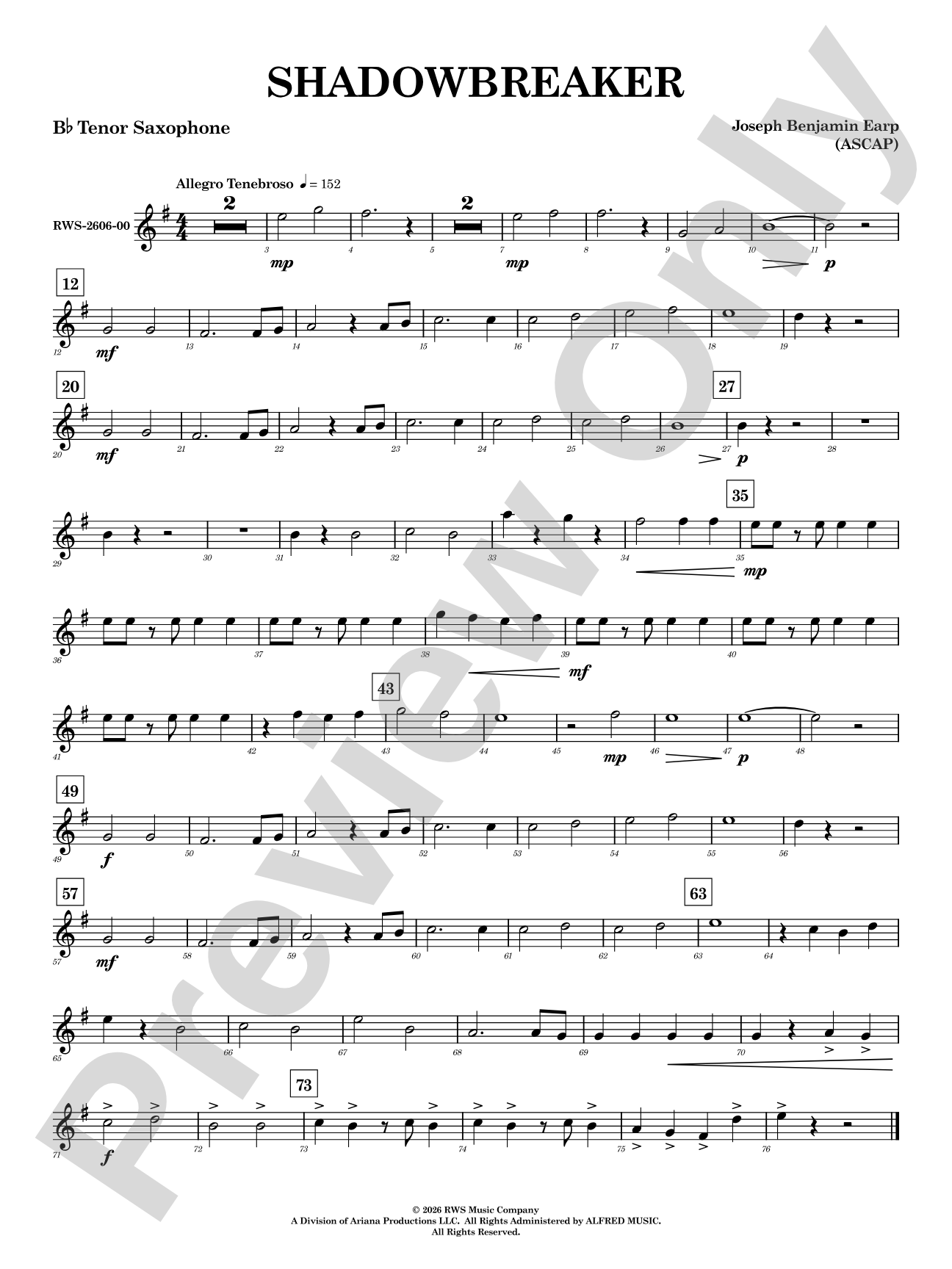 Shadowbreaker: B-flat Tenor Saxophone