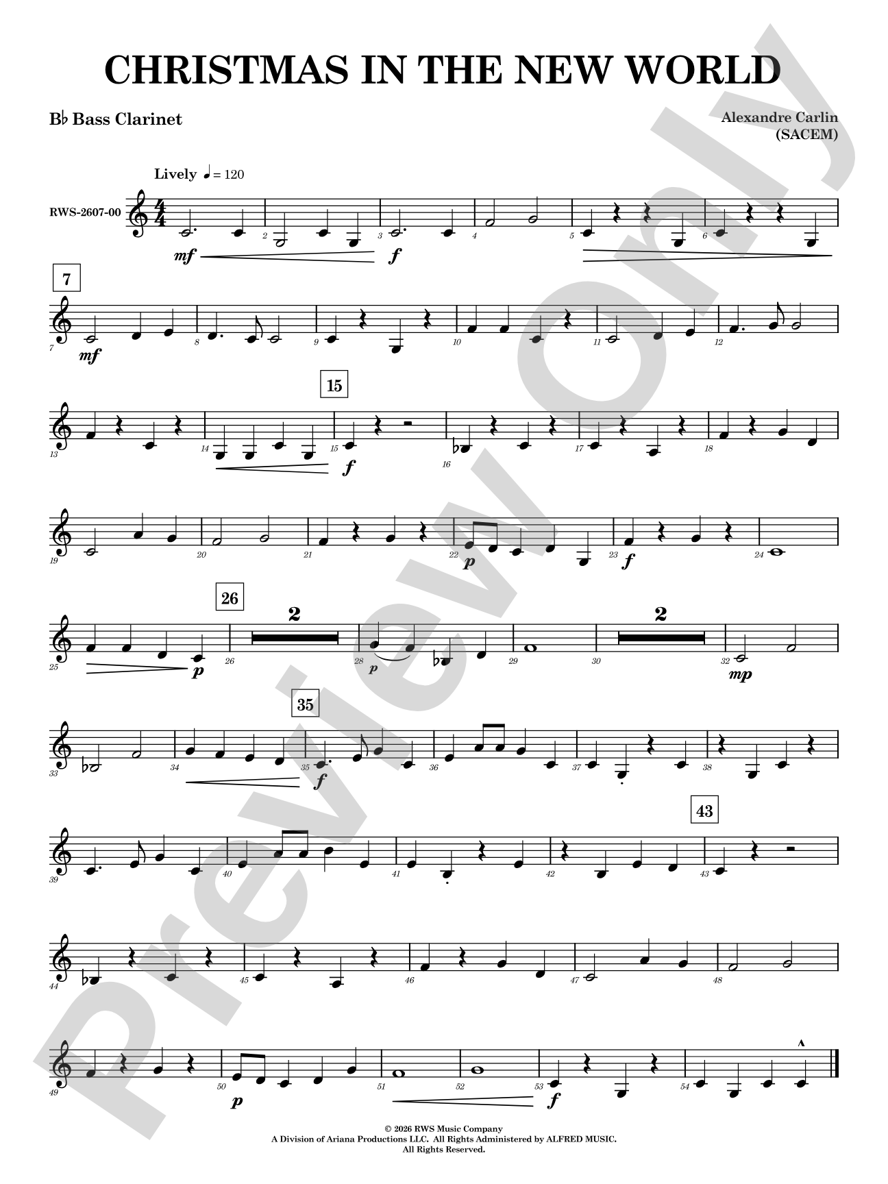 Christmas in the New World: B-flat Bass Clarinet