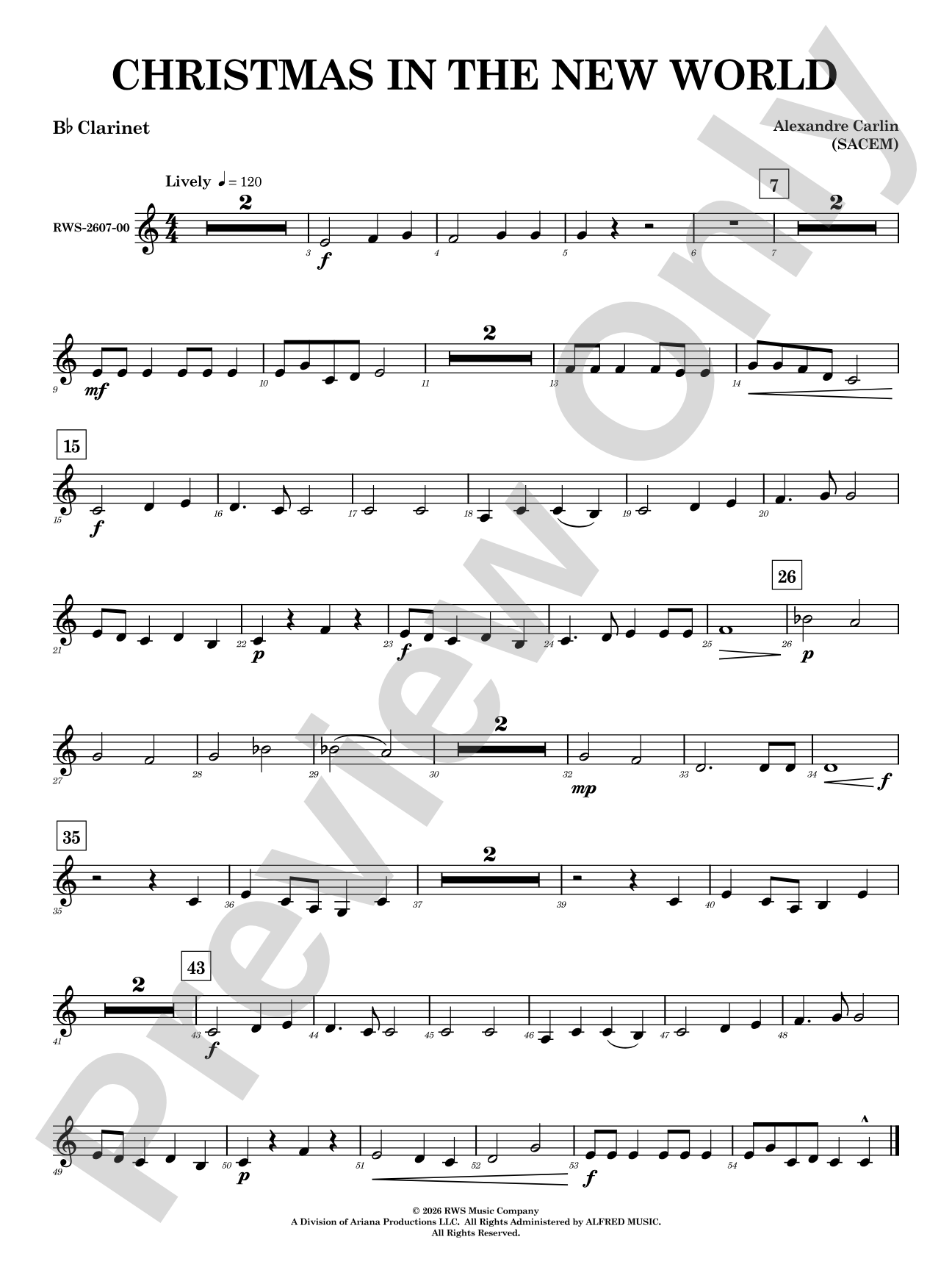 Christmas in the New World: 1st B-flat Clarinet