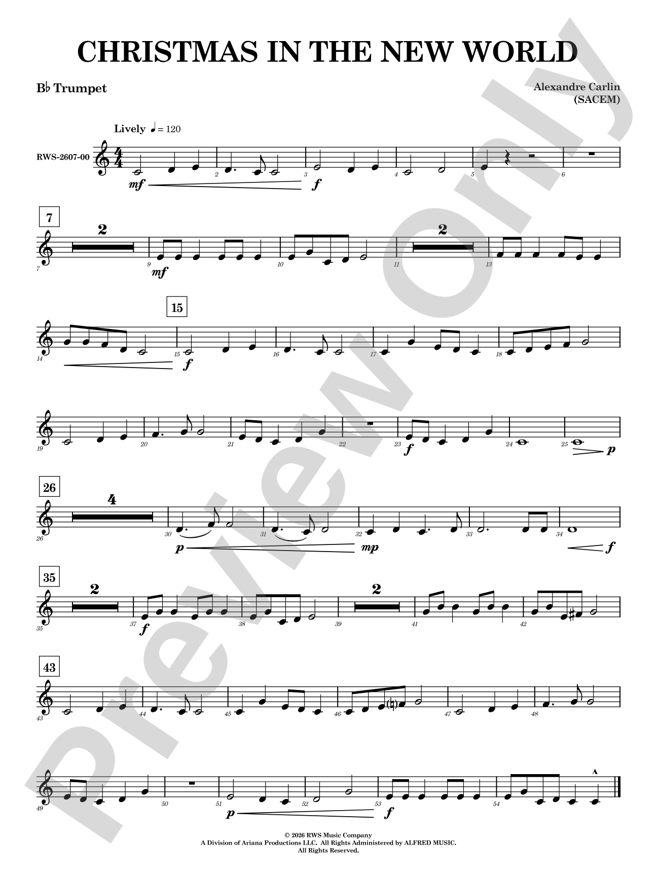 Christmas in the New World: 1st B-flat Trumpet