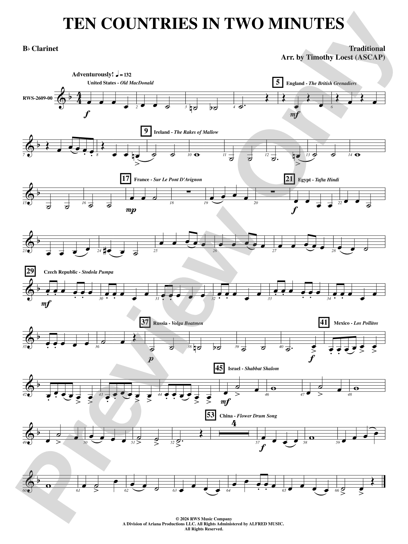 Ten Countries in Two Minutes: 1st B-flat Clarinet