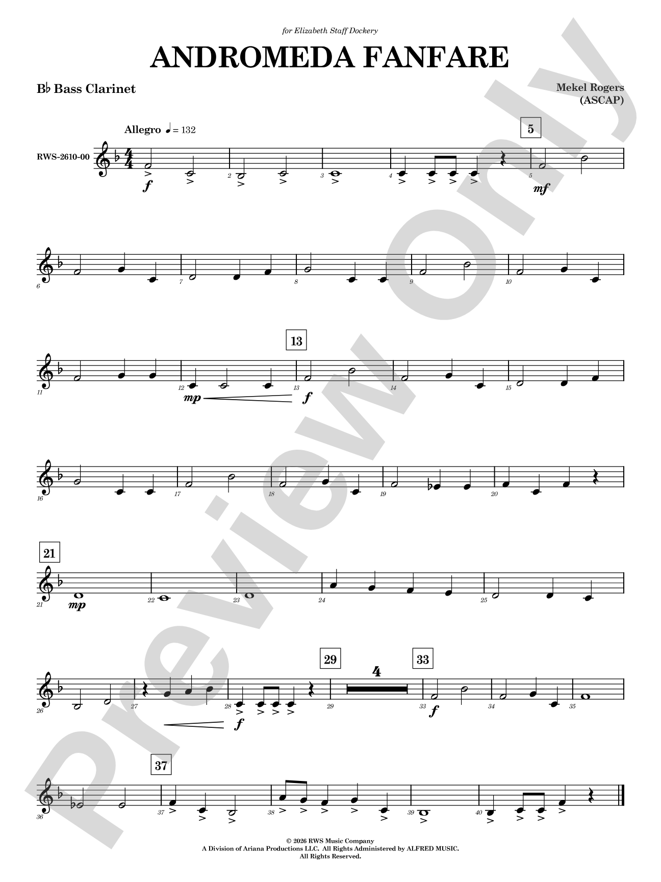 Andromeda Fanfare: B-flat Bass Clarinet