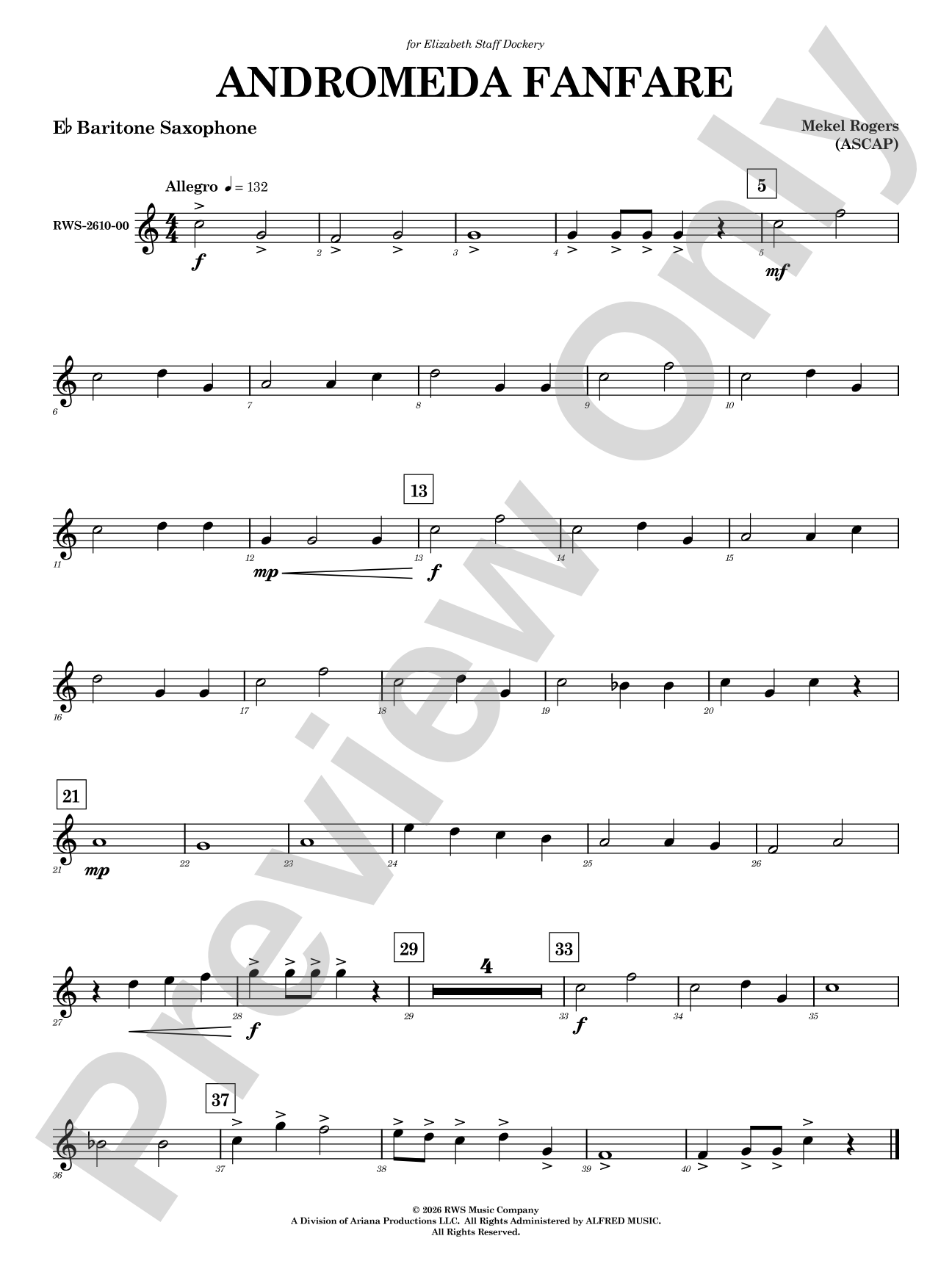 Andromeda Fanfare: E-flat Baritone Saxophone