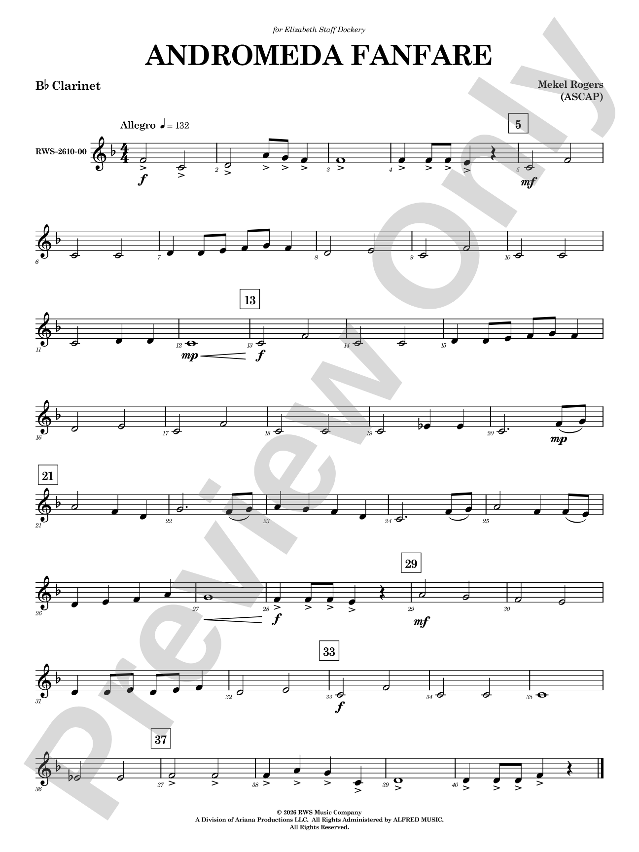 Andromeda Fanfare: 1st B-flat Clarinet