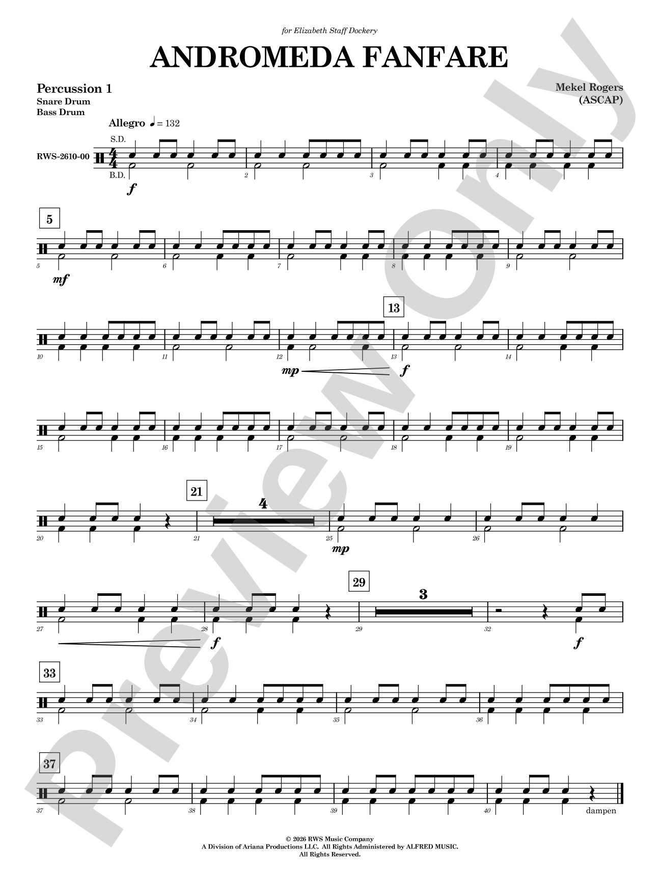 Andromeda Fanfare: 1st Percussion