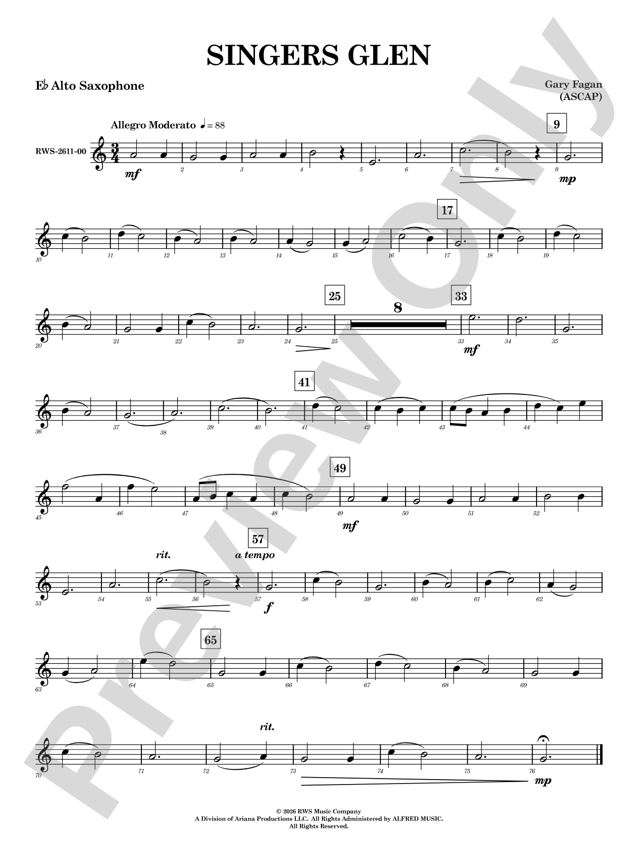 Singers Glen: E-flat Alto Saxophone