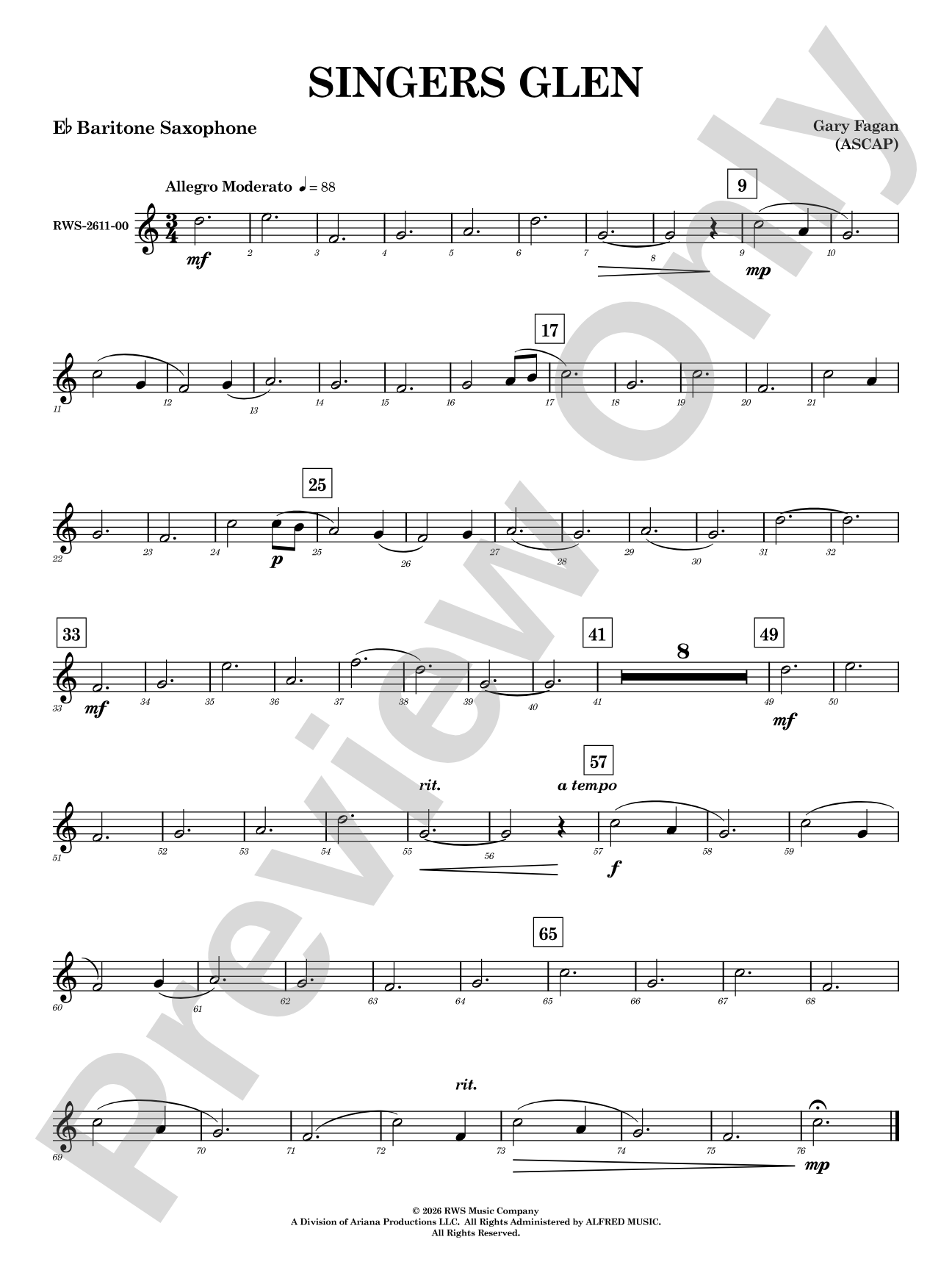 Singers Glen: E-flat Baritone Saxophone