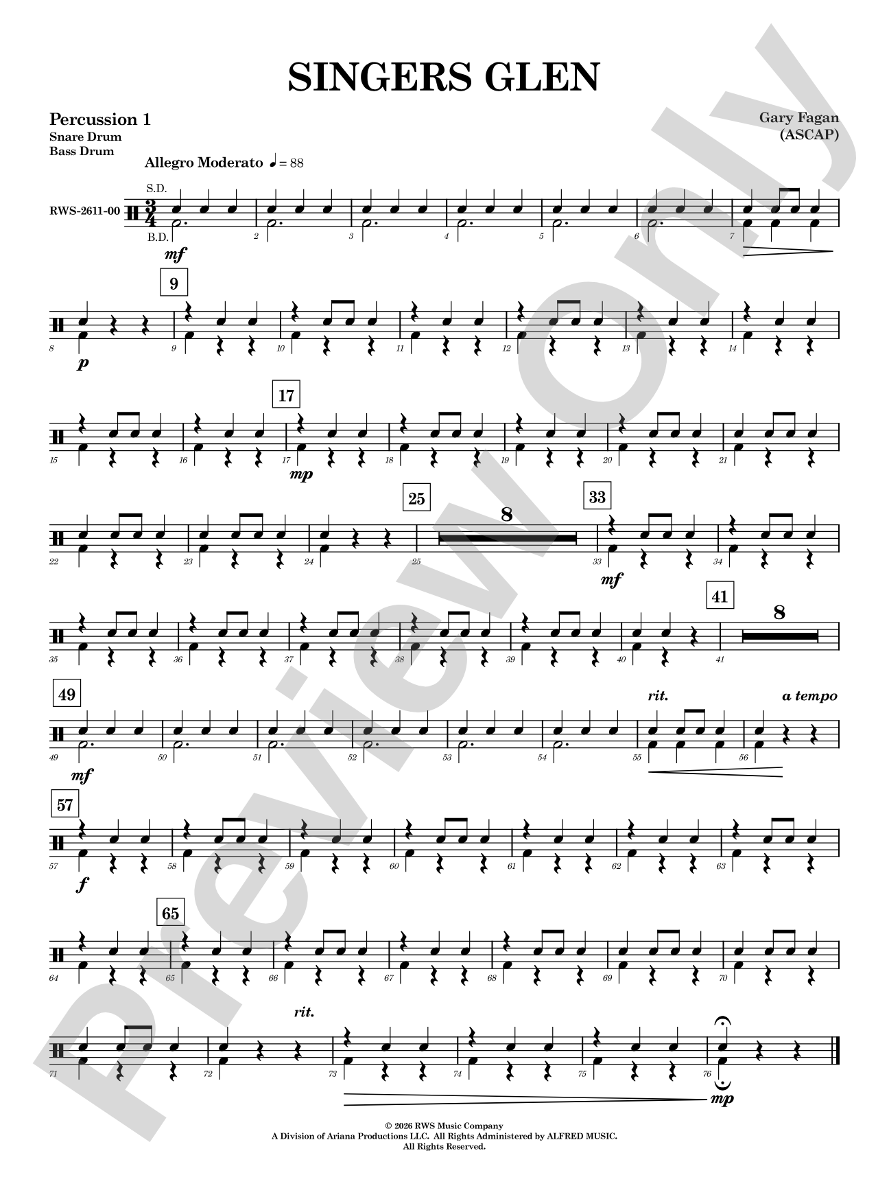 Singers Glen: 1st Percussion