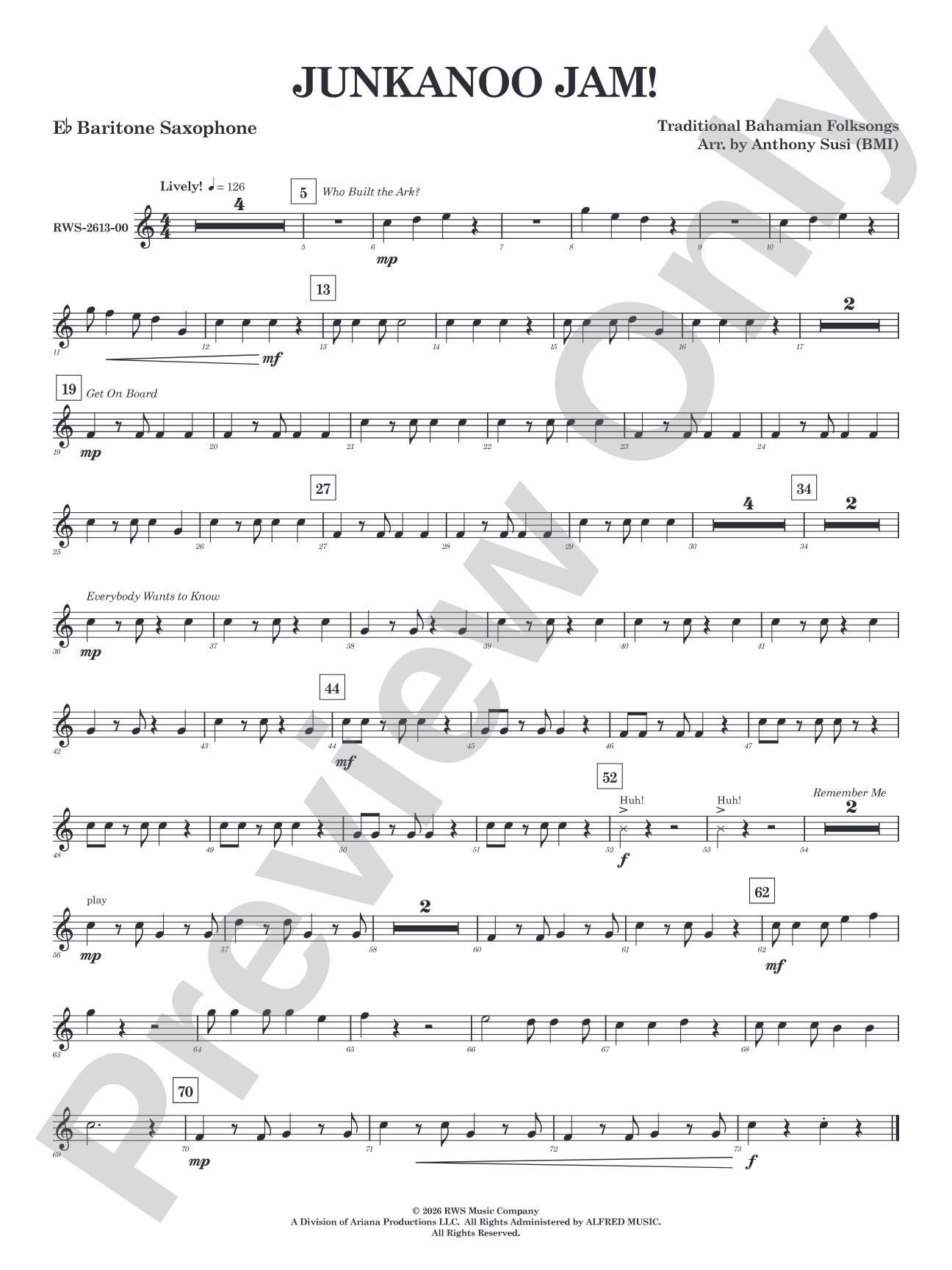 Junkanoo Jam: E-flat Baritone Saxophone