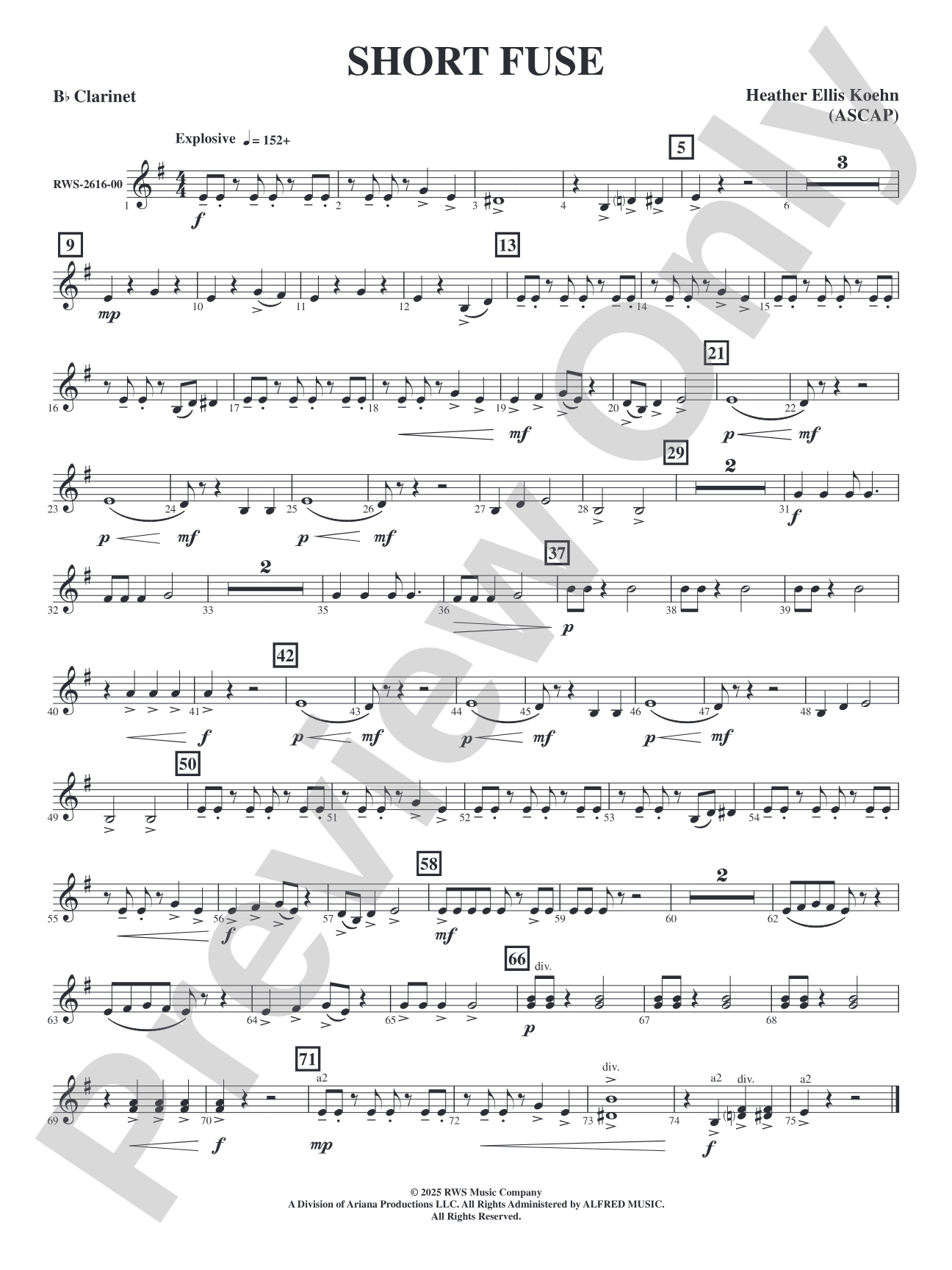 Short Fuse: 1st B-flat Clarinet