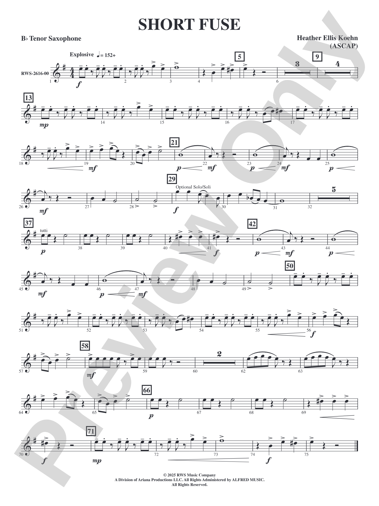Short Fuse: B-flat Tenor Saxophone