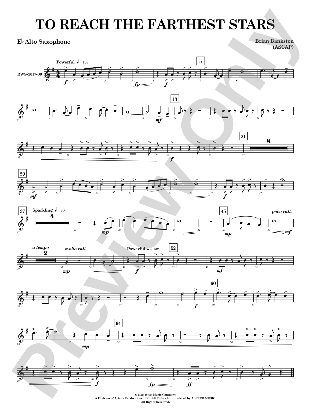 To Reach the Farthest Stars: E-flat Alto Saxophone