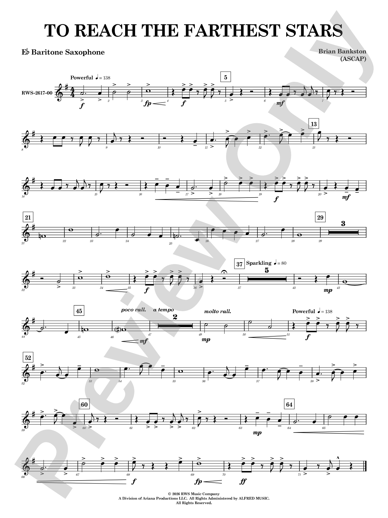 To Reach the Farthest Stars: E-flat Baritone Saxophone