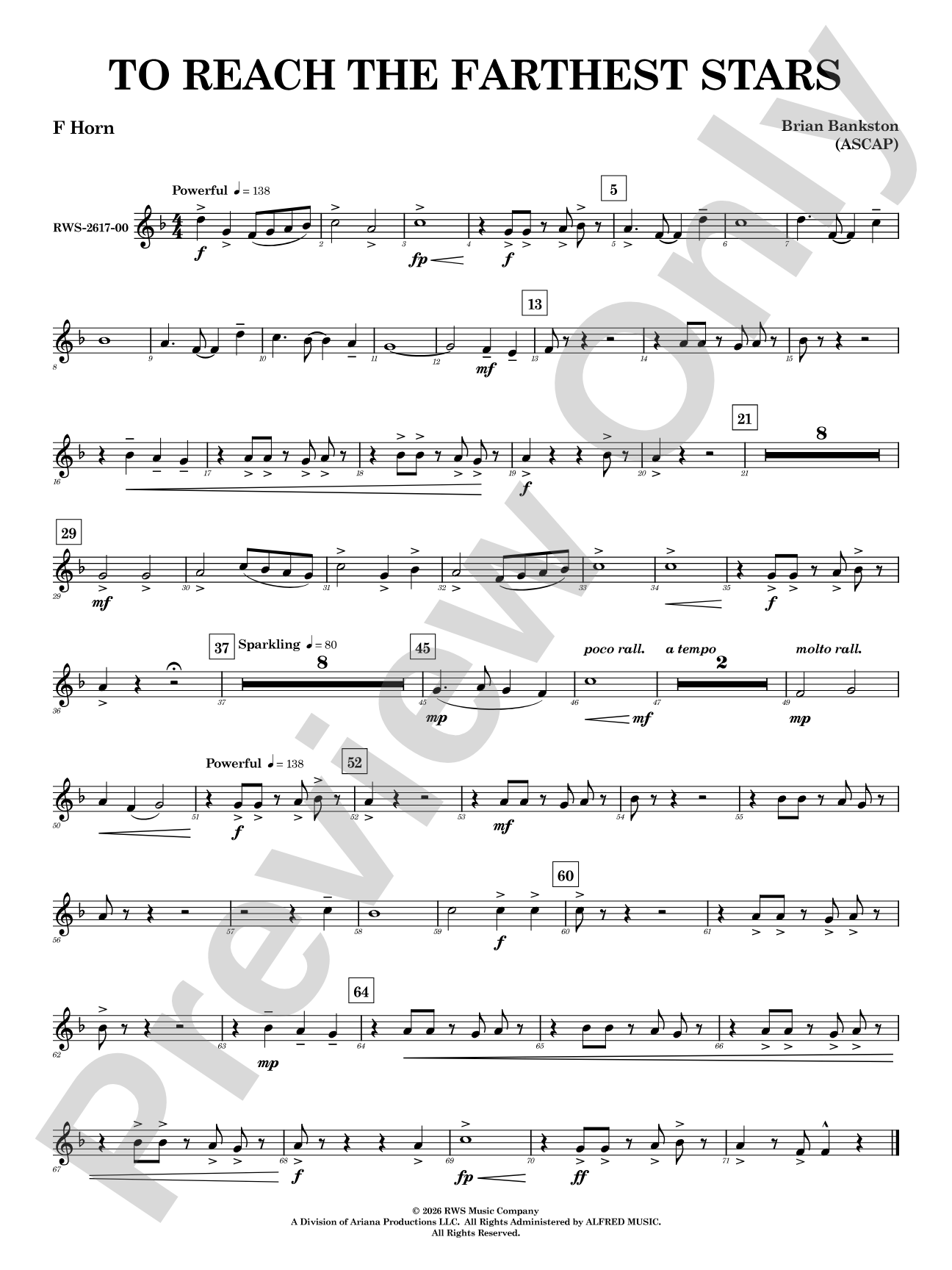 To Reach the Farthest Stars: 1st F Horn