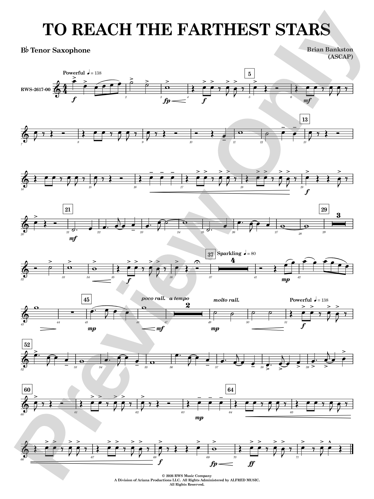 To Reach the Farthest Stars: B-flat Tenor Saxophone