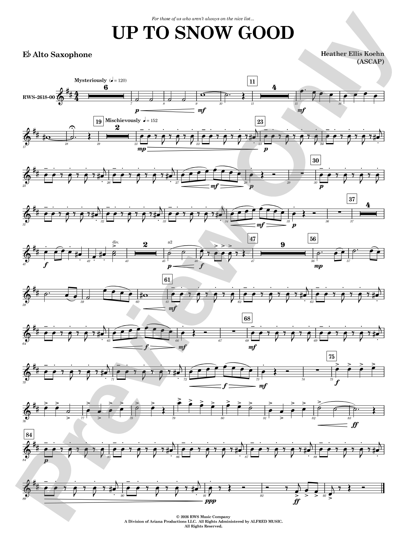Up to Snow Good: E-flat Alto Saxophone
