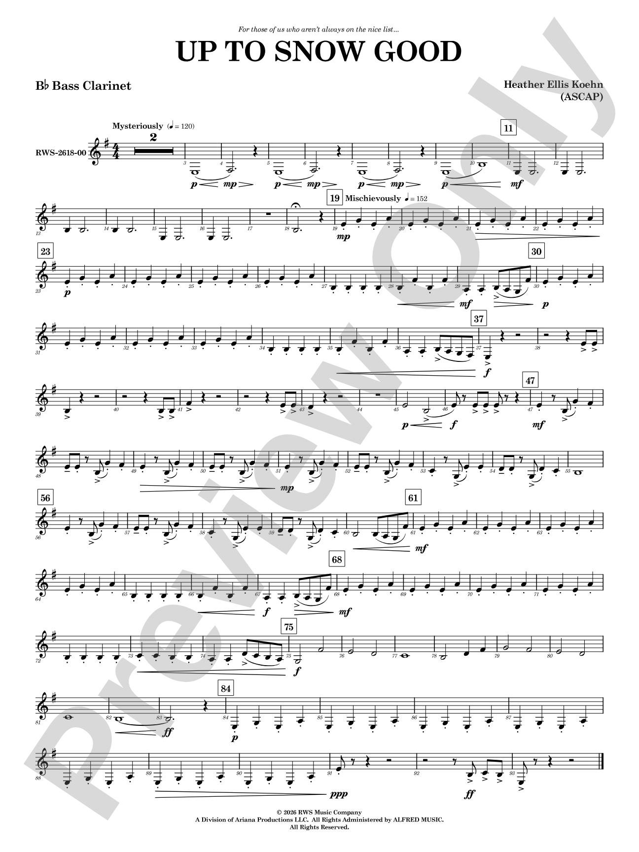 Up to Snow Good: B-flat Bass Clarinet