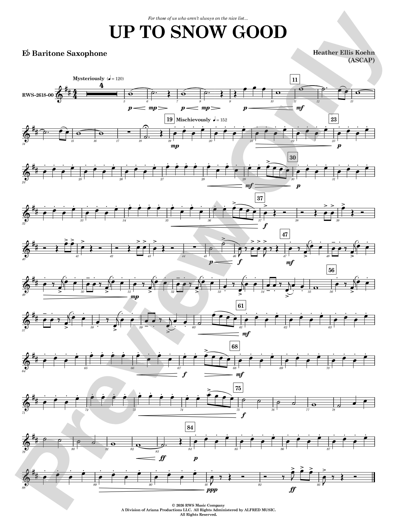 Up to Snow Good: E-flat Baritone Saxophone