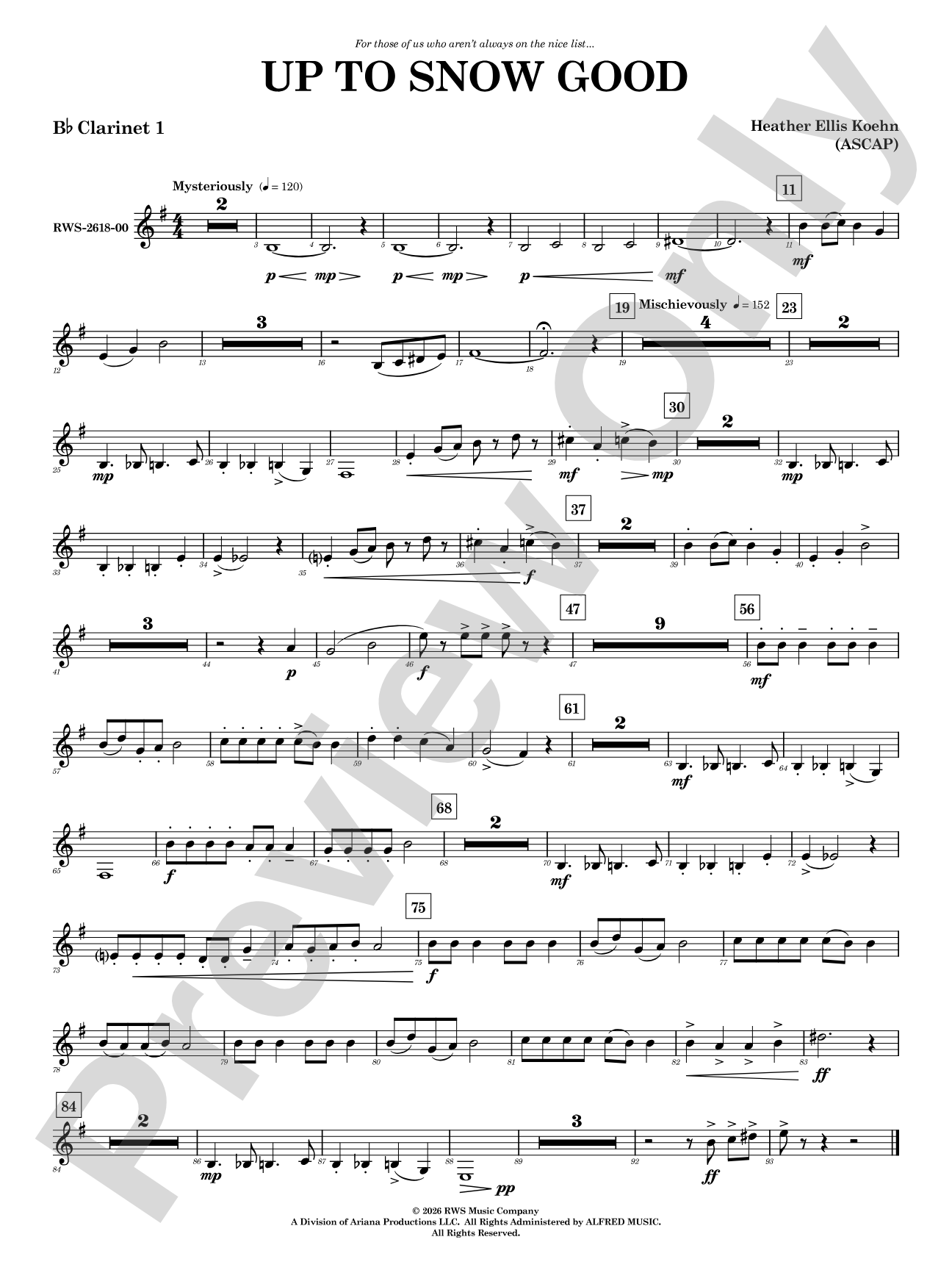 Up to Snow Good: 1st B-flat Clarinet