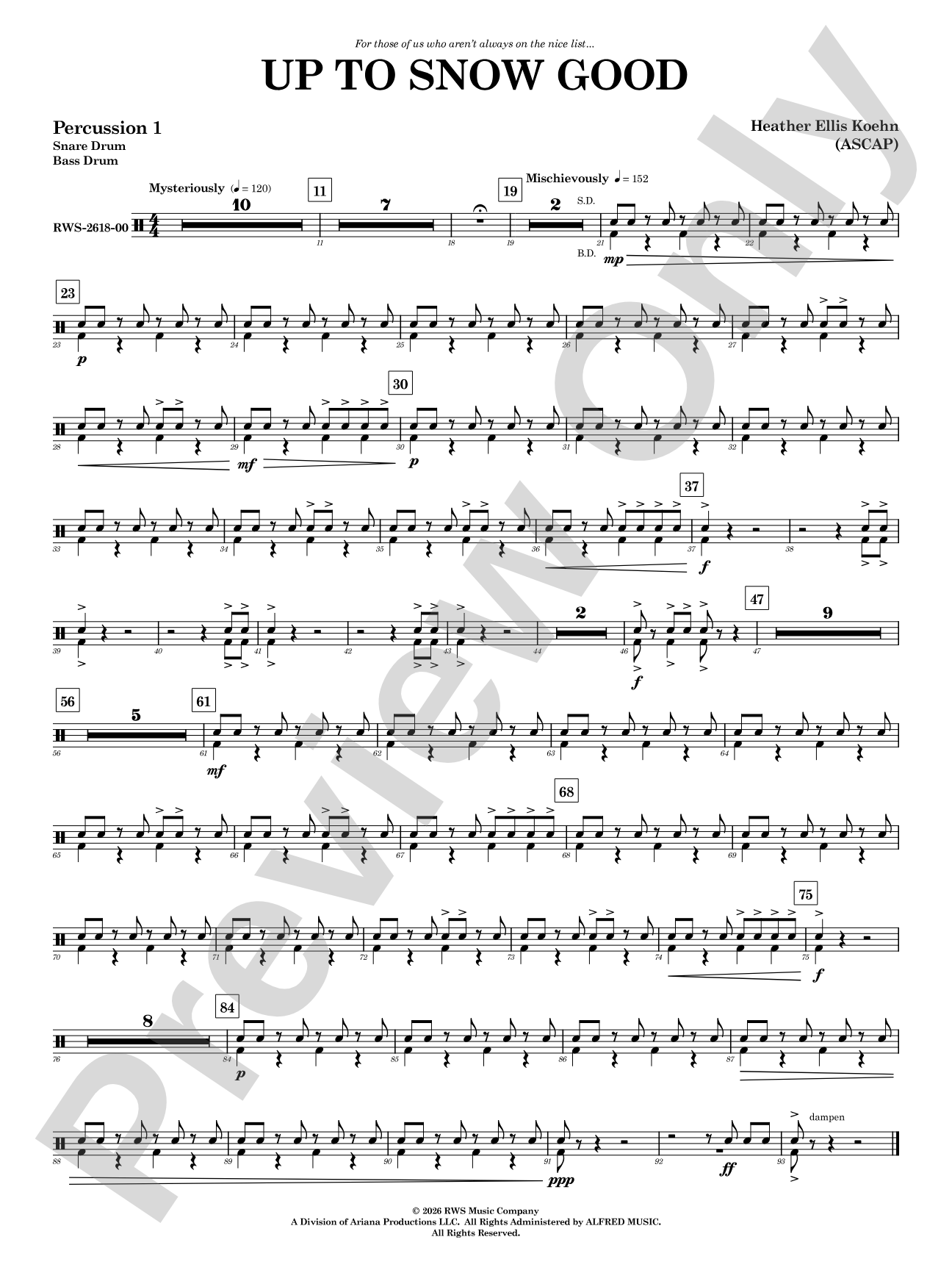Up to Snow Good: 1st Percussion