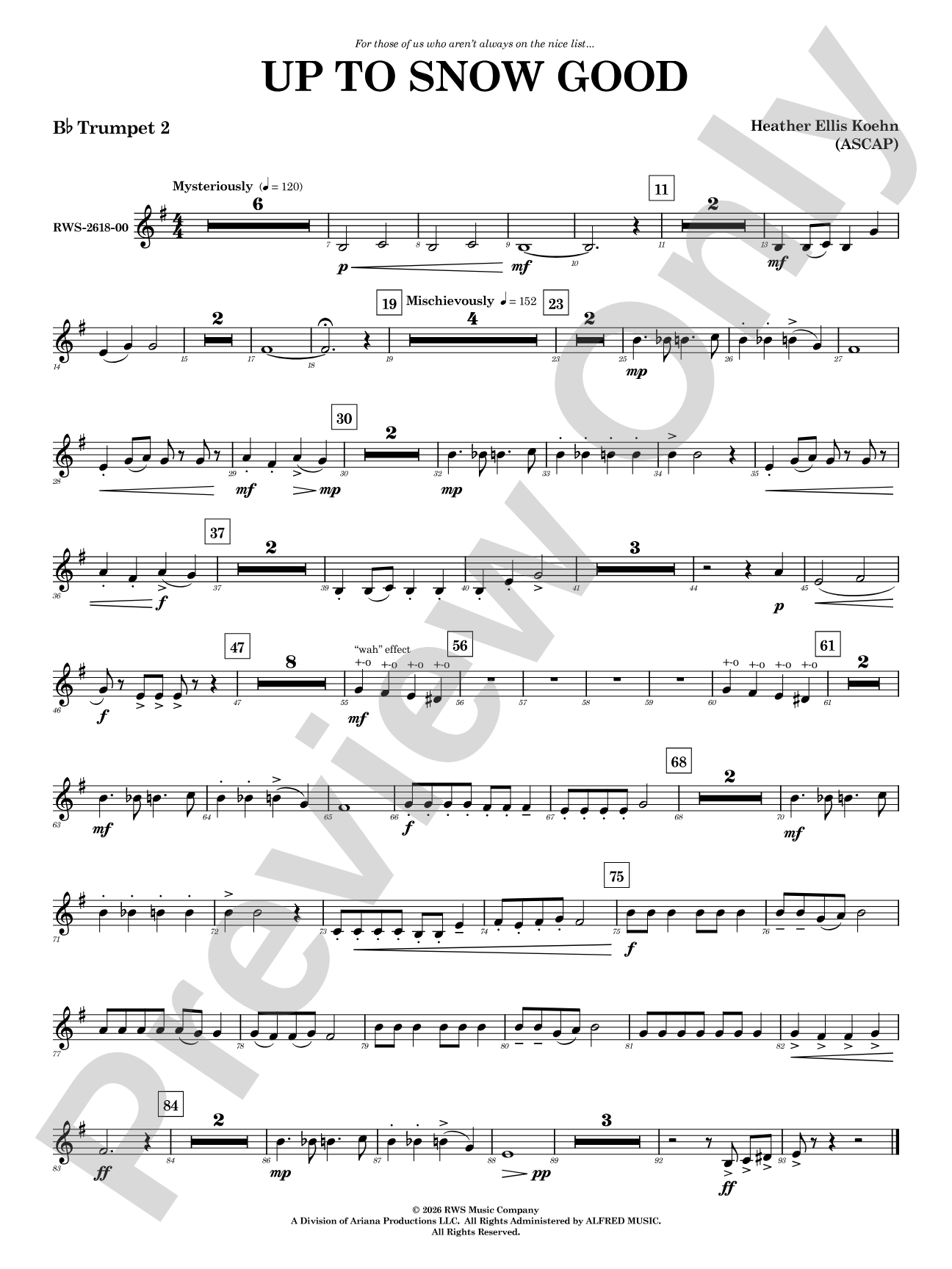 Up to Snow Good: 2nd B-flat Trumpet