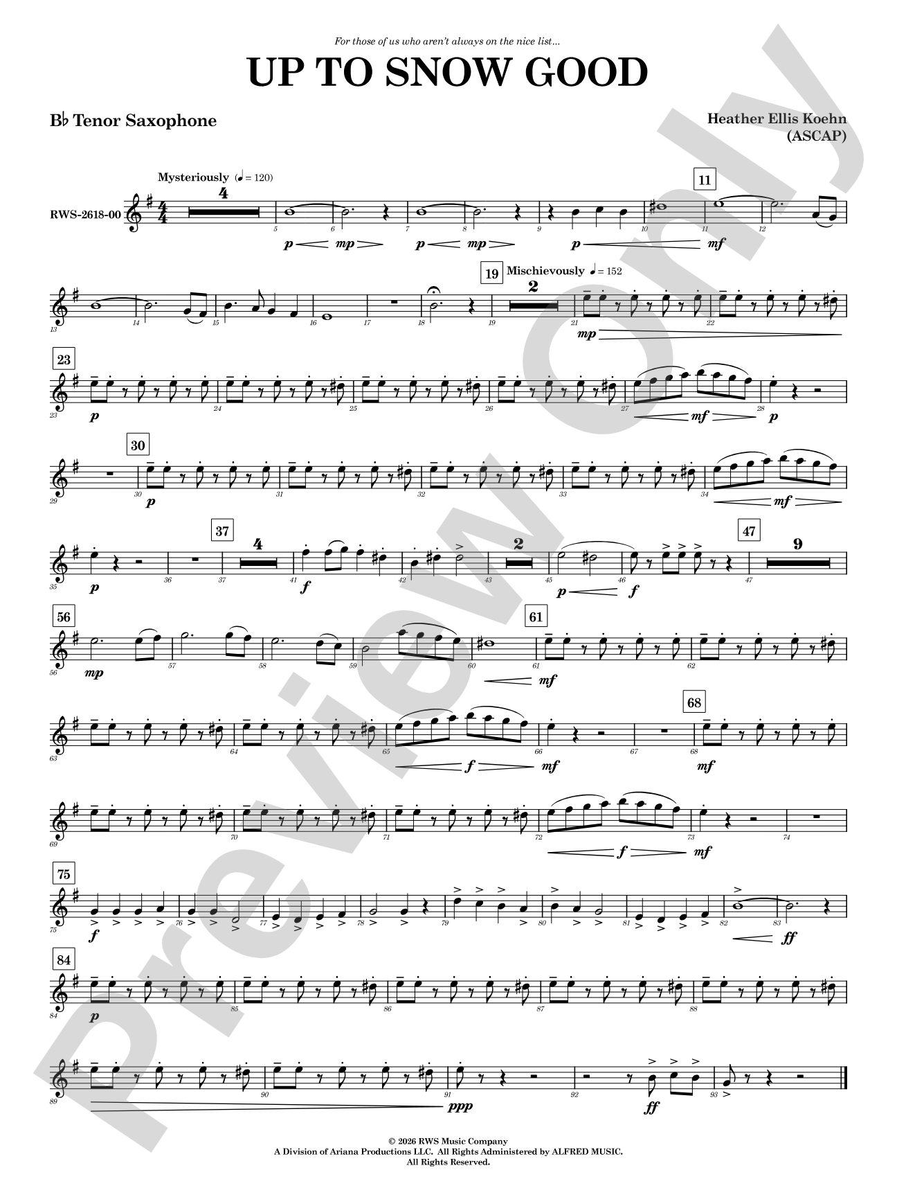 Up to Snow Good: B-flat Tenor Saxophone