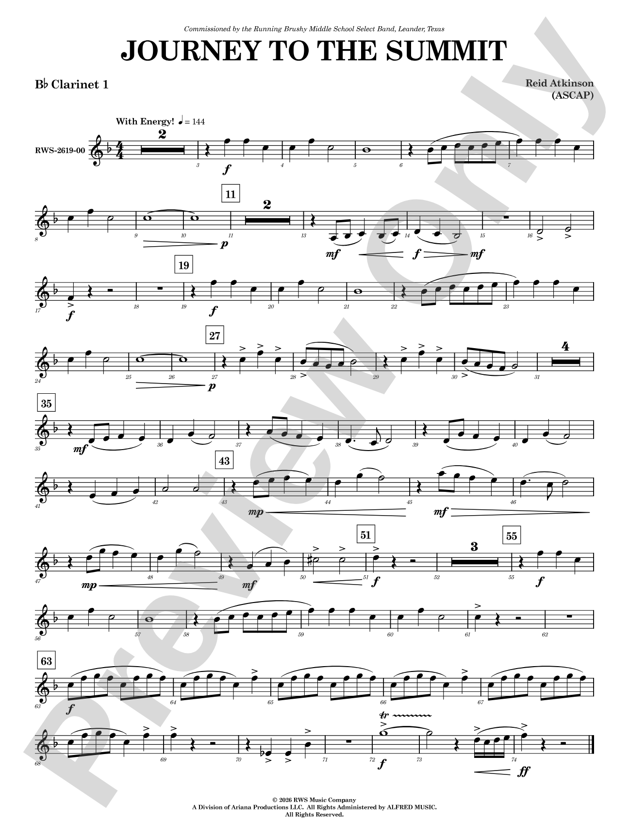 Journey to the Summit: 1st B-flat Clarinet