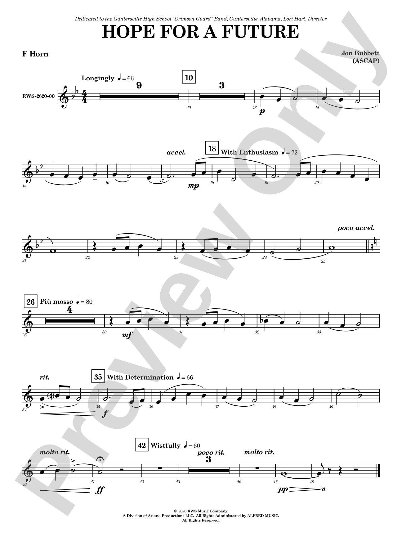 Hope for a Future: 1st F Horn