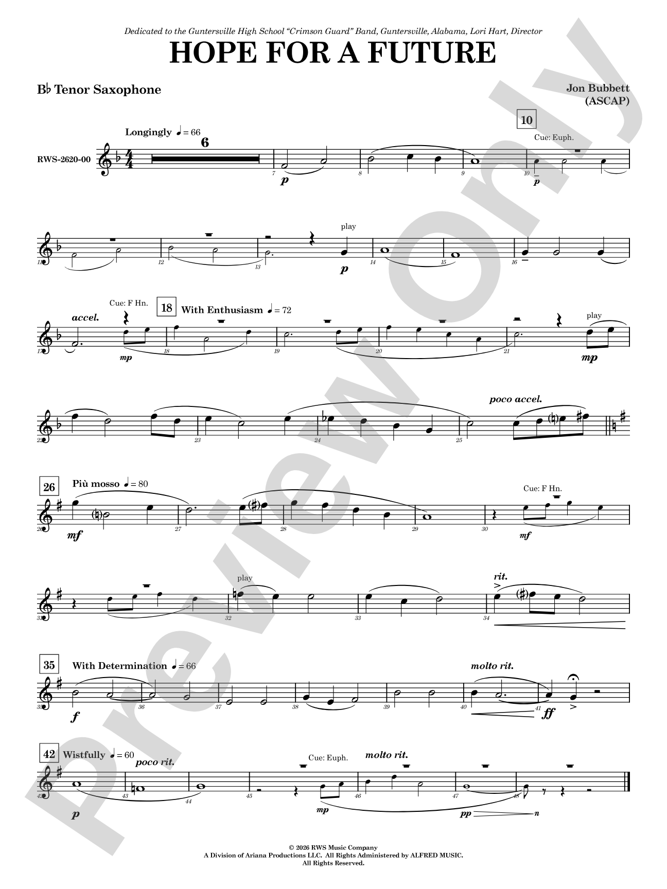 Hope for a Future: B-flat Tenor Saxophone