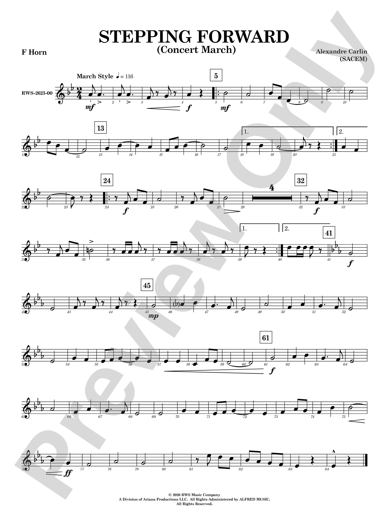 Stepping Forward: 1st F Horn
