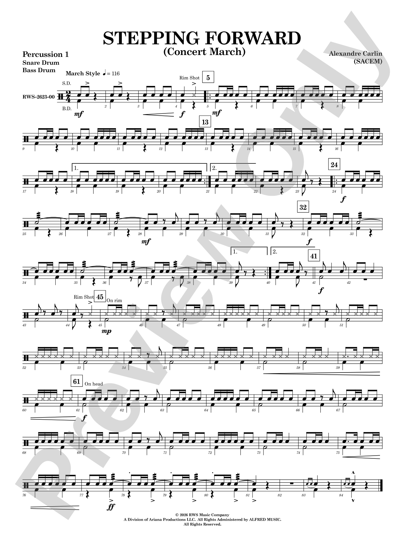 Stepping Forward: 1st Percussion