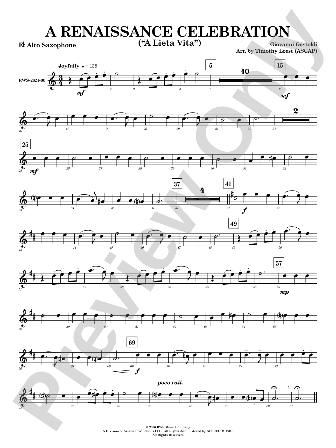 A Renaissance Celebration: E-flat Alto Saxophone