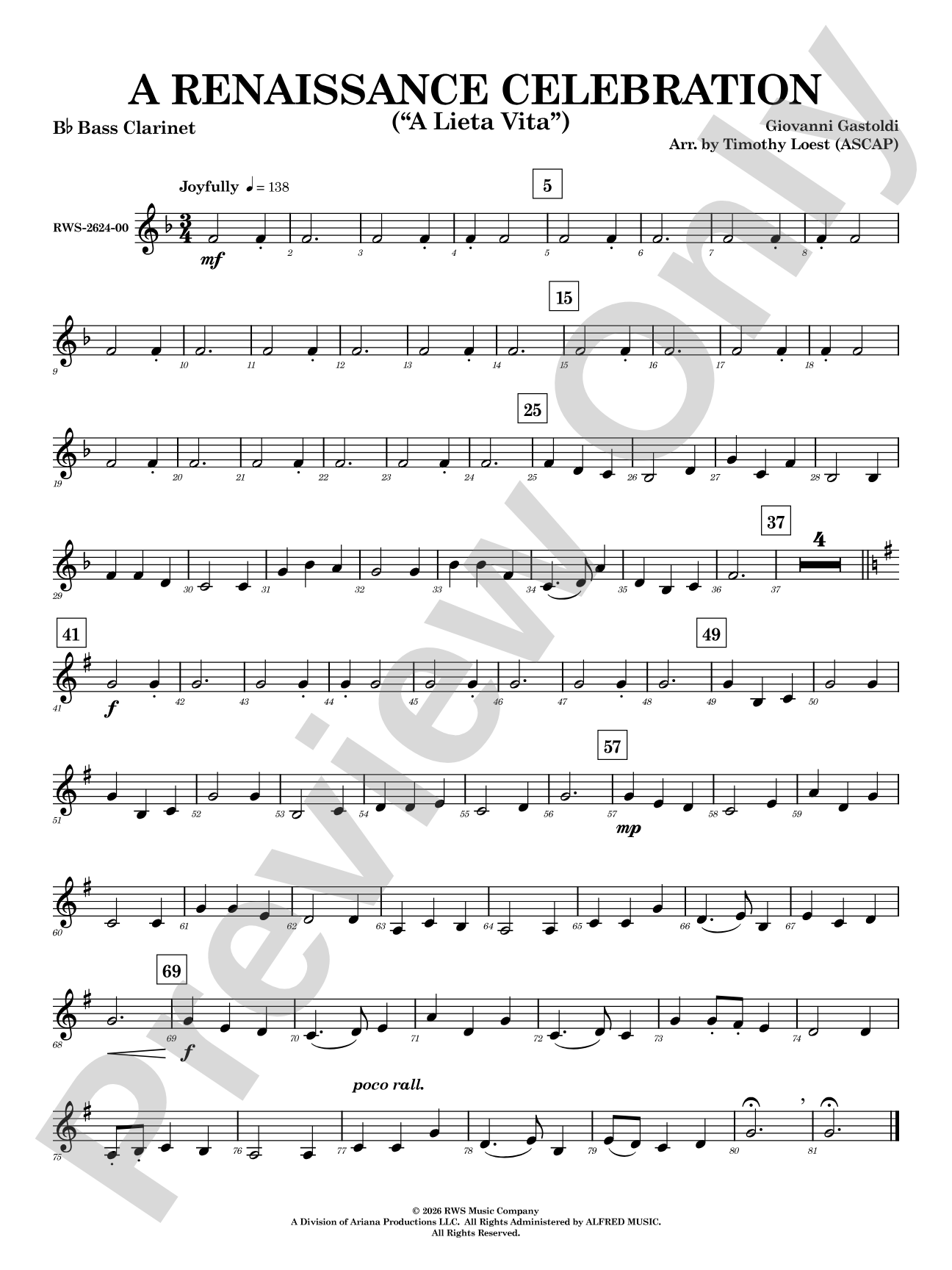 A Renaissance Celebration: B-flat Bass Clarinet