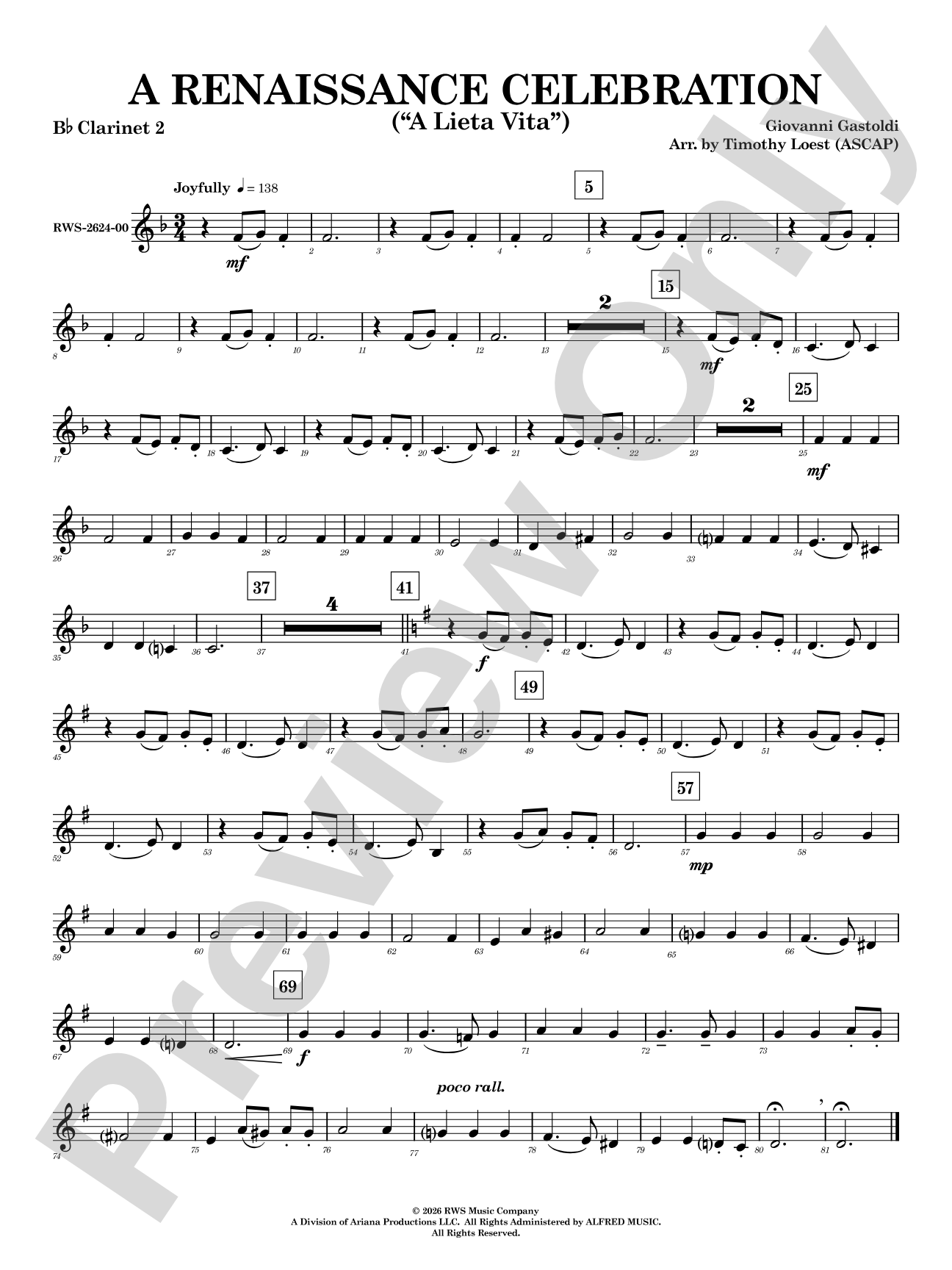 A Renaissance Celebration: 2nd B-flat Clarinet