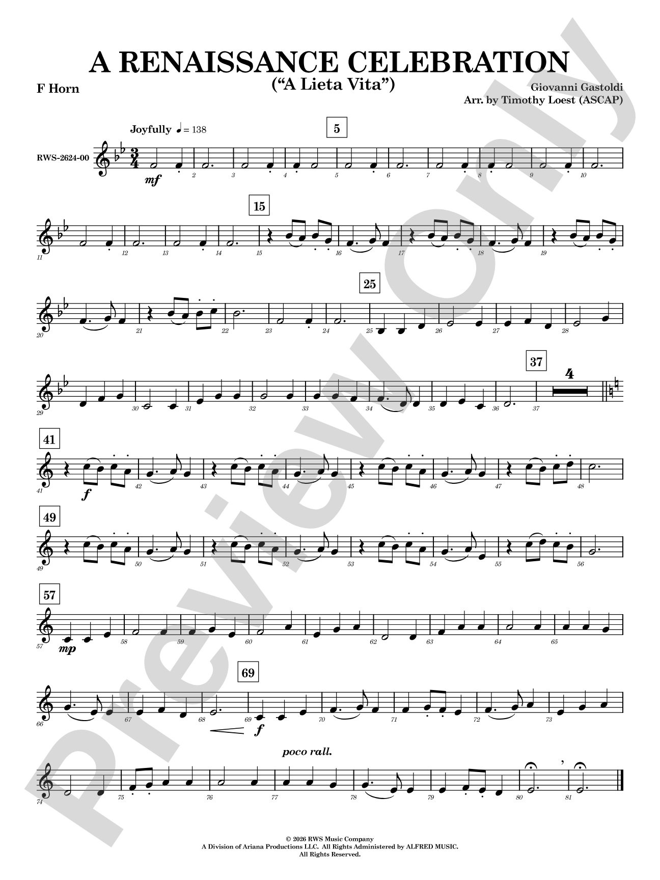 A Renaissance Celebration: 1st F Horn