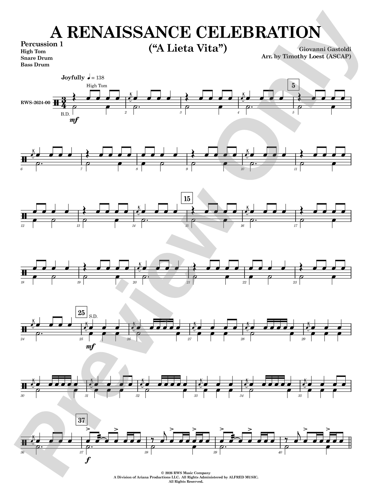 A Renaissance Celebration: 1st Percussion